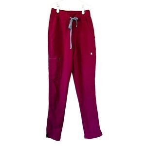 FIGS Women's Burgundy High Waisted Yola Skinny Scrub Pants Size XXS